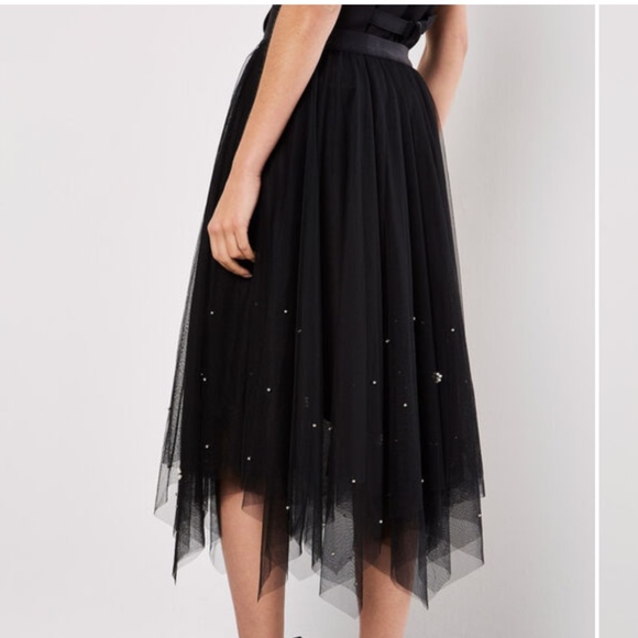 Noble Dresses & Skirts - Beaded Tulle Midi Black Skirt Large